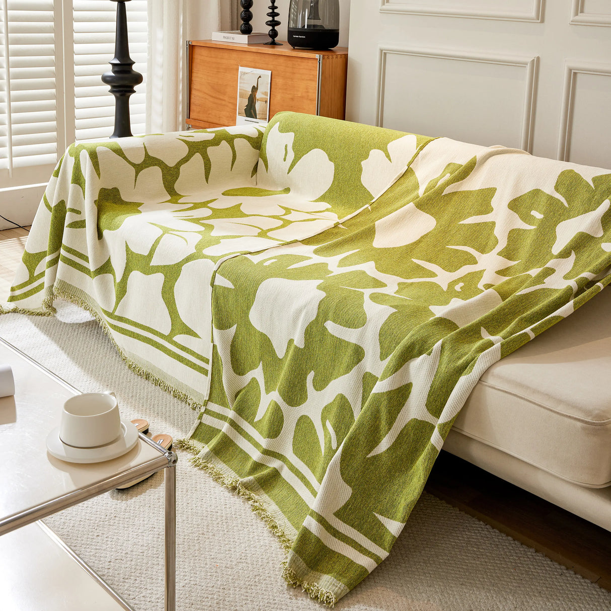 Chenille Floral Soft Thick Reversible Blanket Covers for Couch, Couch Protector Blanket Cover Sofa