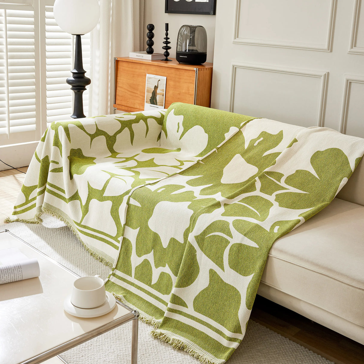 Chenille Floral Soft Thick Reversible Blanket Covers for Couch, Couch Protector Blanket Cover Sofa