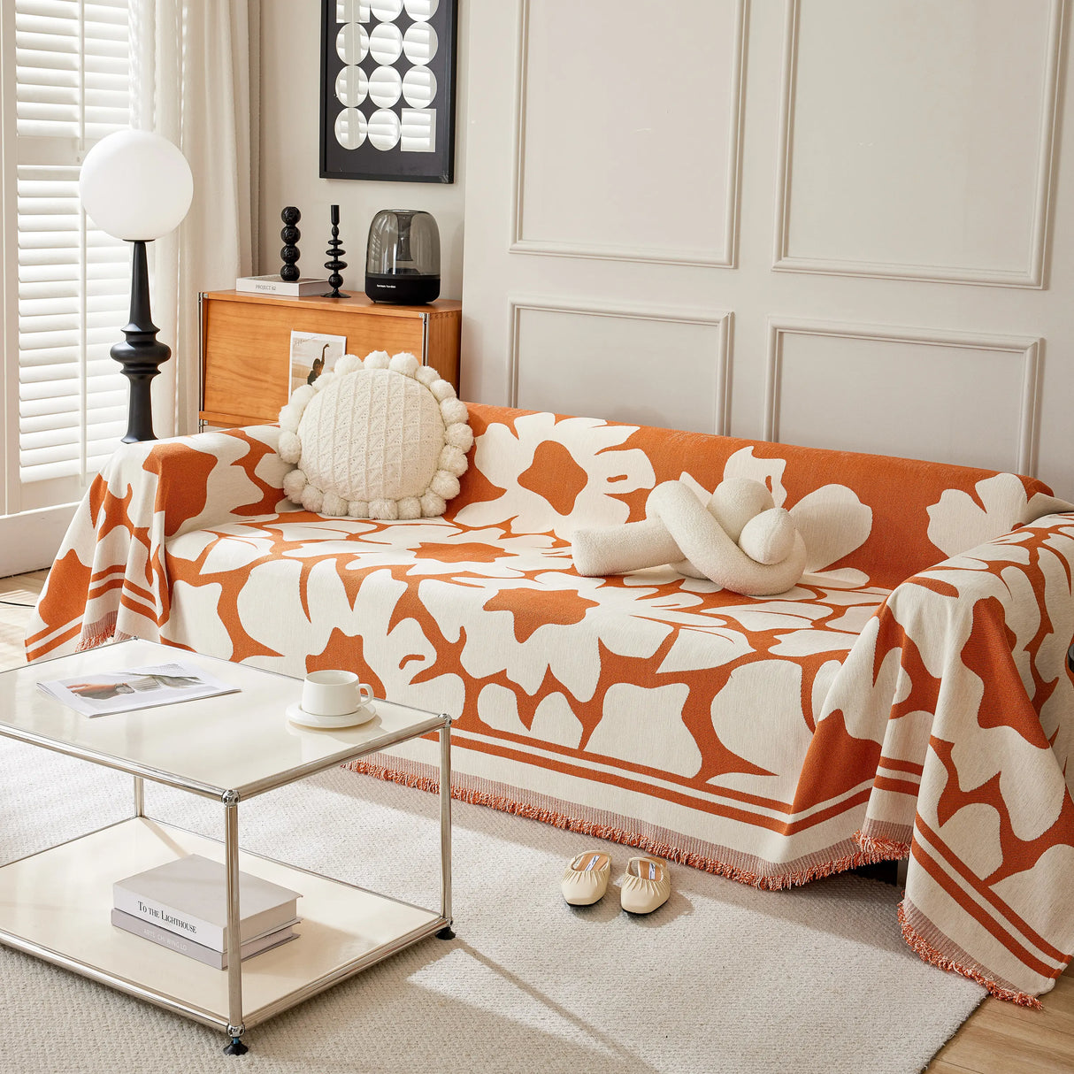 Chenille Floral Soft Thick Reversible Blanket Covers for Couch, Couch Protector Blanket Cover Sofa