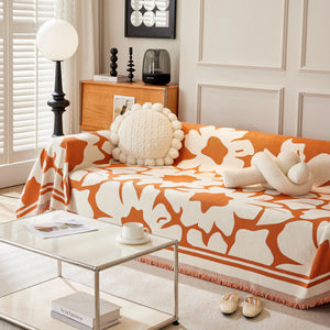 Chenille Floral Soft Thick Reversible Blanket Covers for Couch, Couch Protector Blanket Cover Sofa