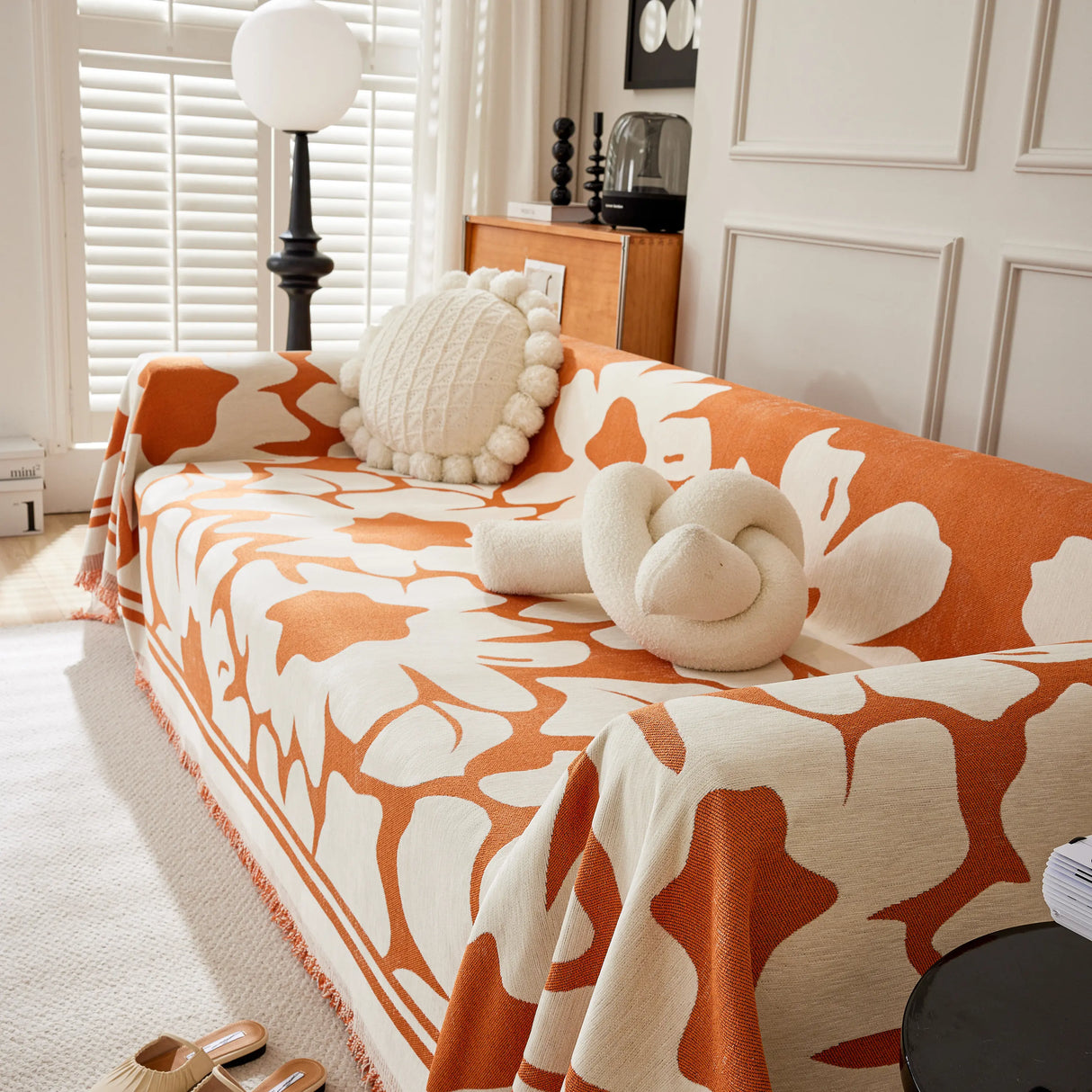 Chenille Floral Soft Thick Reversible Blanket Covers for Couch, Couch Protector Blanket Cover Sofa