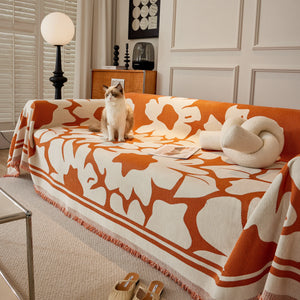 Chenille Floral Soft Thick Reversible Blanket Covers for Couch, Couch Protector Blanket Cover Sofa