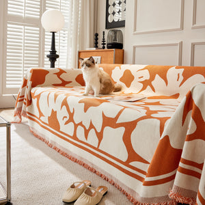 Chenille Floral Soft Thick Reversible Blanket Covers for Couch, Couch Protector Blanket Cover Sofa