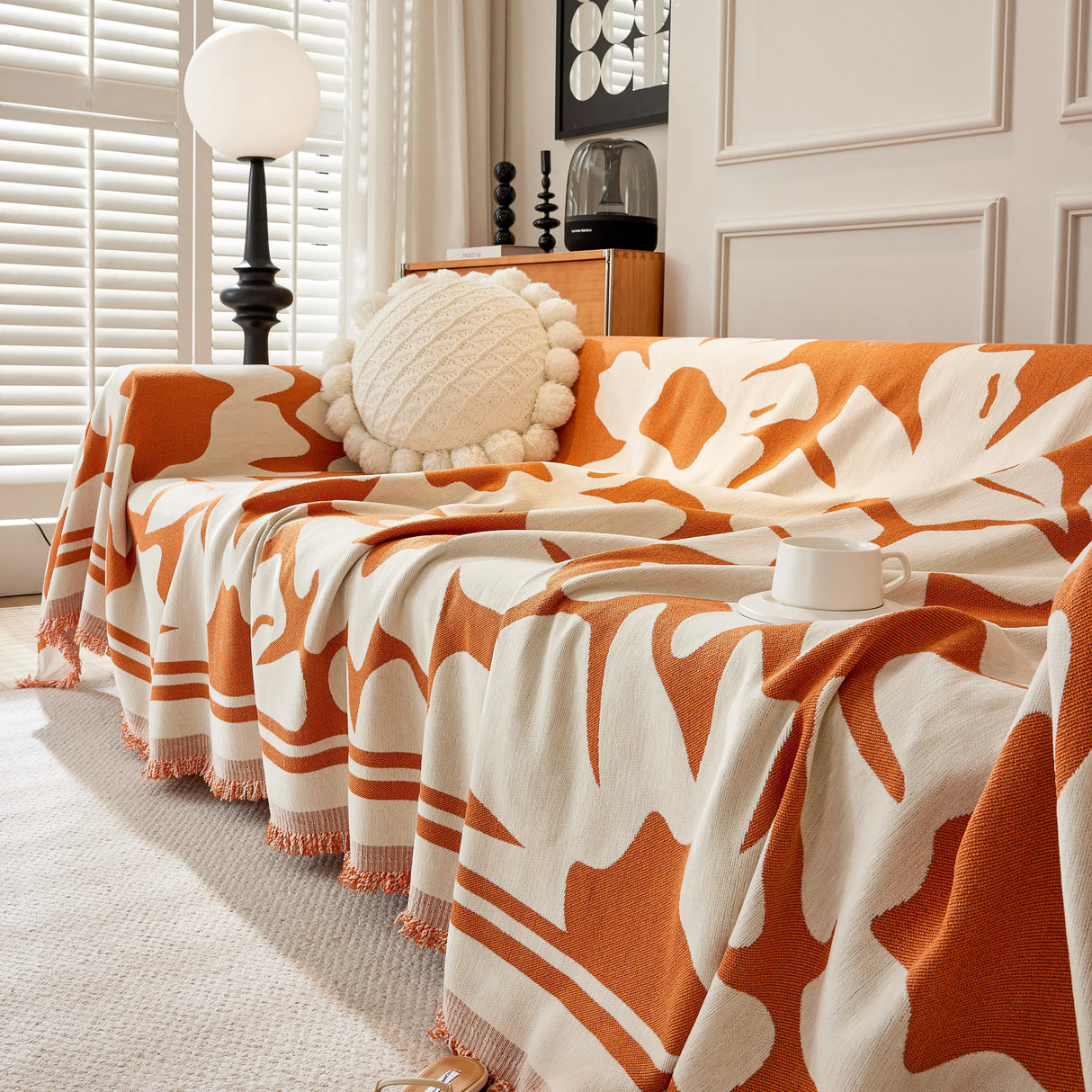 Chenille Floral Soft Thick Reversible Blanket Covers for Couch, Couch Protector Blanket Cover Sofa