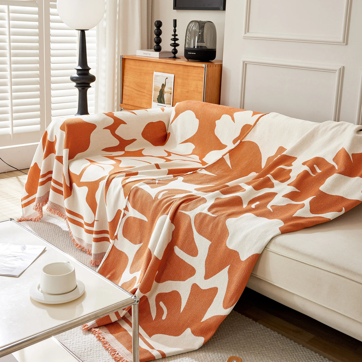 Chenille Floral Soft Thick Reversible Blanket Covers for Couch, Couch Protector Blanket Cover Sofa