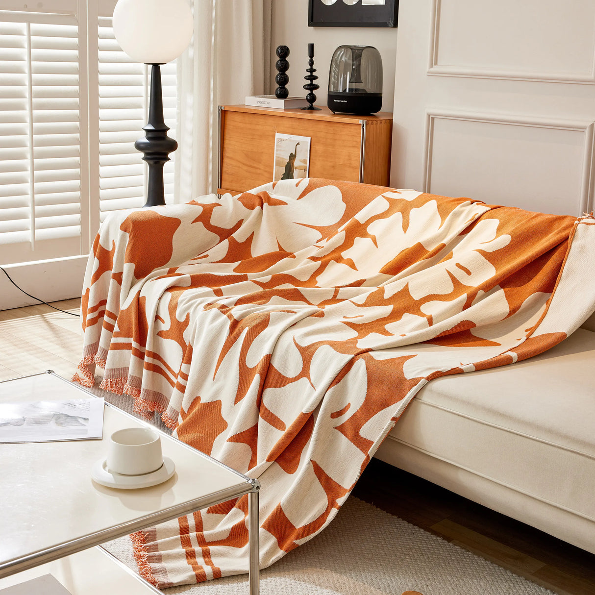 Chenille Floral Soft Thick Reversible Blanket Covers for Couch, Couch Protector Blanket Cover Sofa