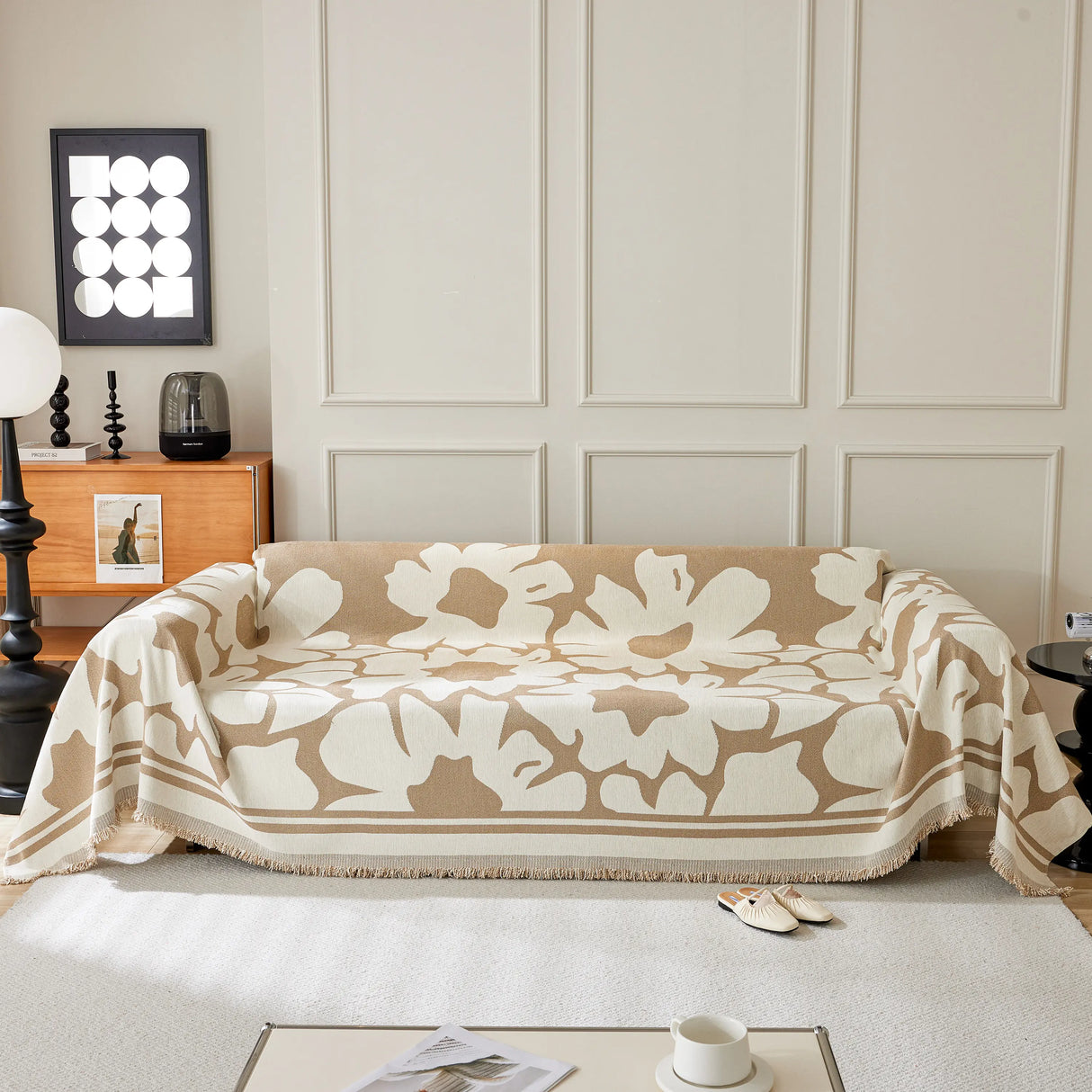 Chenille Floral Soft Thick Reversible Blanket Covers for Couch, Couch Protector Blanket Cover Sofa