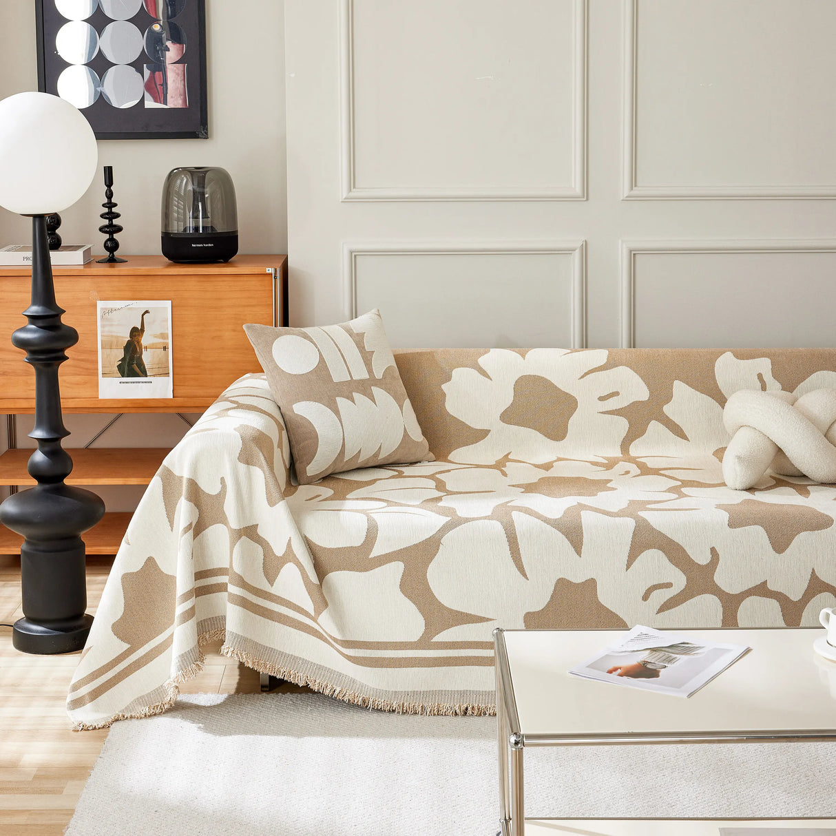 Chenille Floral Soft Thick Reversible Blanket Covers for Couch, Couch Protector Blanket Cover Sofa