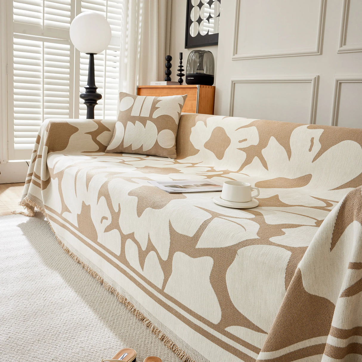 Chenille Floral Soft Thick Reversible Blanket Covers for Couch, Couch Protector Blanket Cover Sofa