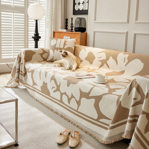 Chenille Floral Soft Thick Reversible Blanket Covers for Couch, Couch Protector Blanket Cover Sofa