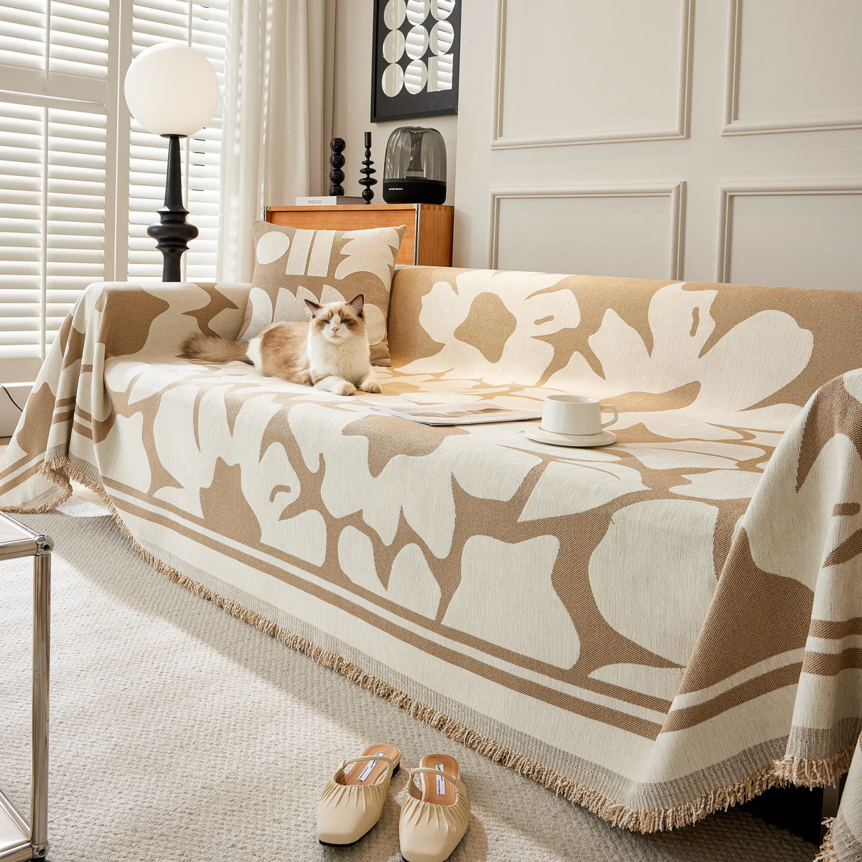 Chenille Floral Soft Thick Reversible Blanket Covers for Couch, Couch Protector Blanket Cover Sofa