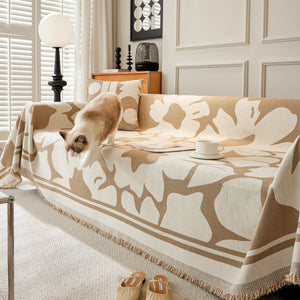 Chenille Floral Soft Thick Reversible Blanket Covers for Couch, Couch Protector Blanket Cover Sofa