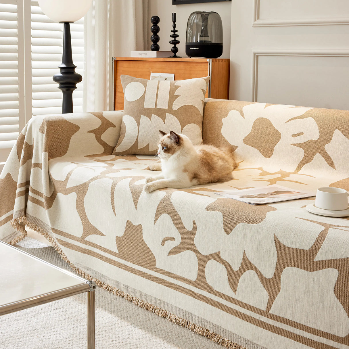 Chenille Floral Soft Thick Reversible Blanket Covers for Couch, Couch Protector Blanket Cover Sofa