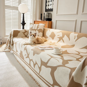 Chenille Floral Soft Thick Reversible Blanket Covers for Couch, Couch Protector Blanket Cover Sofa