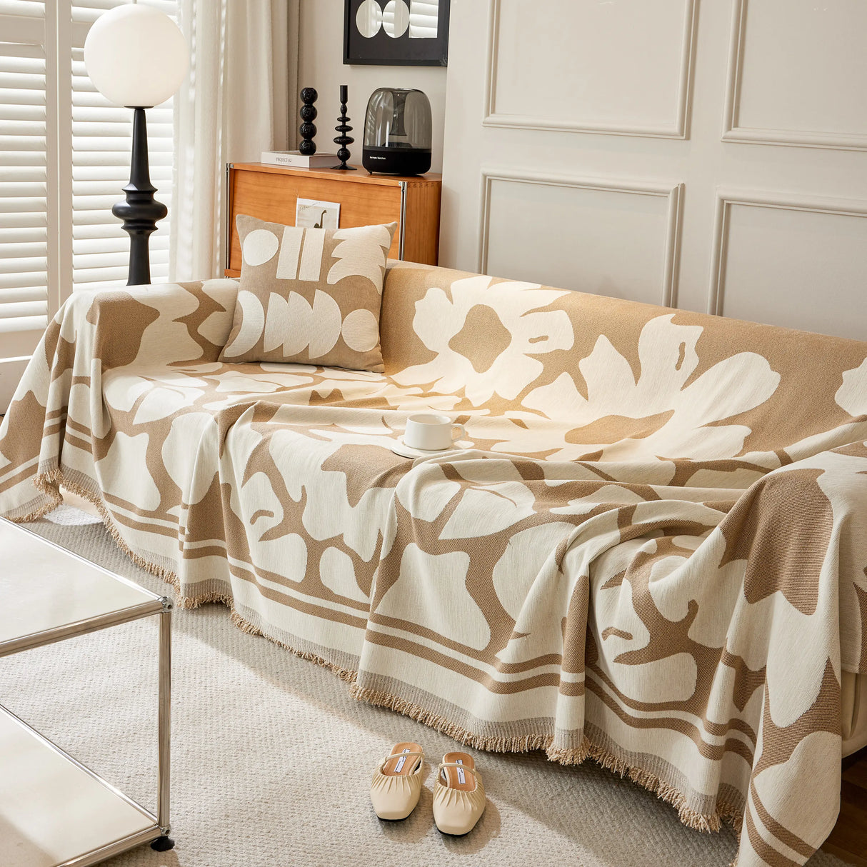 Chenille Floral Soft Thick Reversible Blanket Covers for Couch, Couch Protector Blanket Cover Sofa