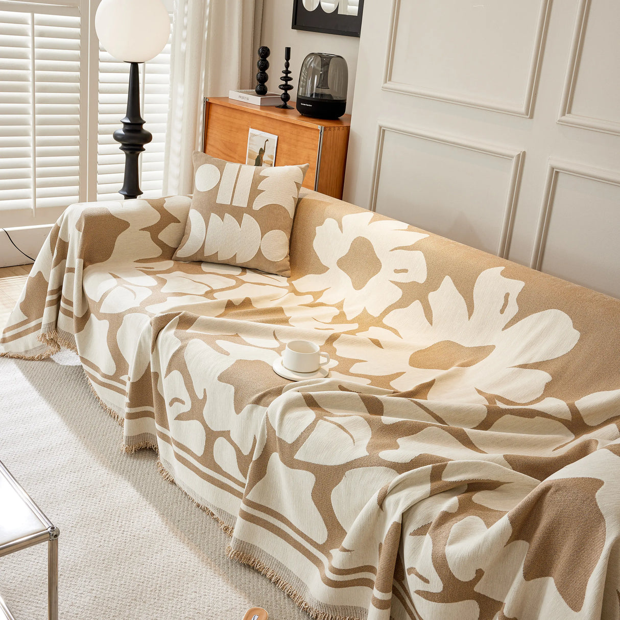 Chenille Floral Soft Thick Reversible Blanket Covers for Couch, Couch Protector Blanket Cover Sofa