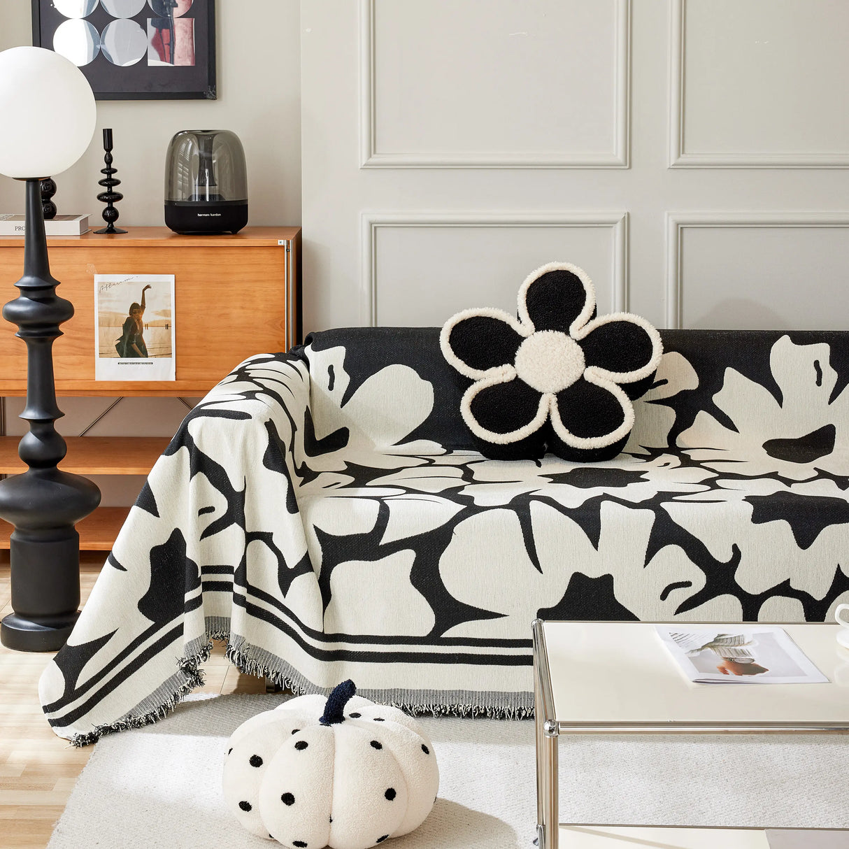 Chenille Floral Soft Thick Reversible Blanket Covers for Couch, Couch Protector Blanket Cover Sofa