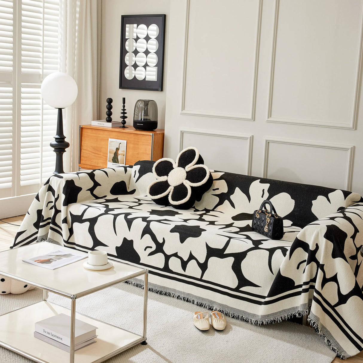 Chenille Floral Soft Thick Reversible Blanket Covers for Couch, Couch Protector Blanket Cover Sofa