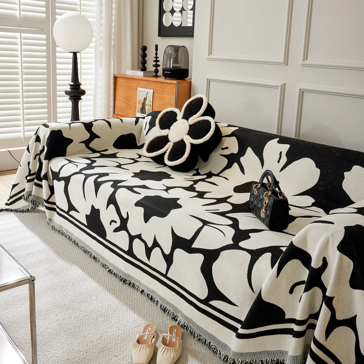 Chenille Floral Soft Thick Reversible Blanket Covers for Couch, Couch Protector Blanket Cover Sofa