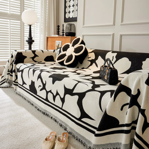Chenille Floral Soft Thick Reversible Blanket Covers for Couch, Couch Protector Blanket Cover Sofa