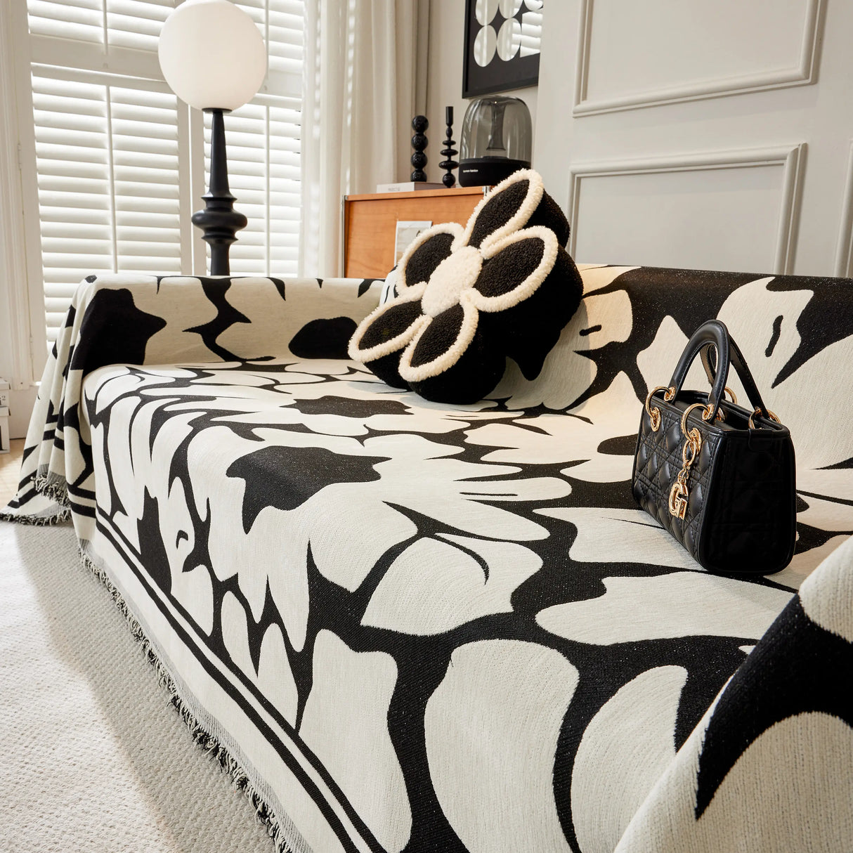 Chenille Floral Soft Thick Reversible Blanket Covers for Couch, Couch Protector Blanket Cover Sofa