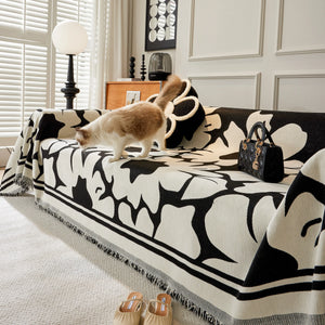 Chenille Floral Soft Thick Reversible Blanket Covers for Couch, Couch Protector Blanket Cover Sofa