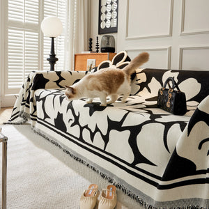 Chenille Floral Soft Thick Reversible Blanket Covers for Couch, Couch Protector Blanket Cover Sofa