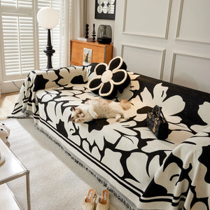 Chenille Floral Soft Thick Reversible Blanket Covers for Couch, Couch Protector Blanket Cover Sofa