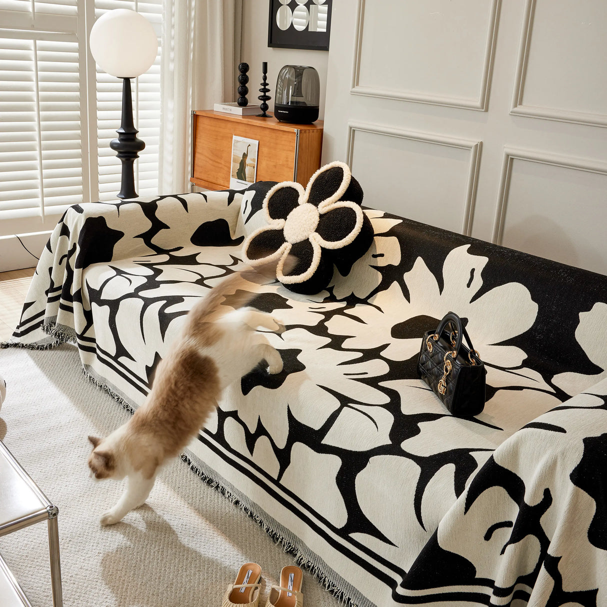 Chenille Floral Soft Thick Reversible Blanket Covers for Couch, Couch Protector Blanket Cover Sofa