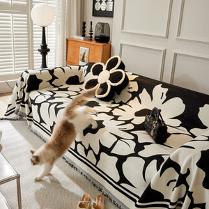 Chenille Floral Soft Thick Reversible Blanket Covers for Couch, Couch Protector Blanket Cover Sofa