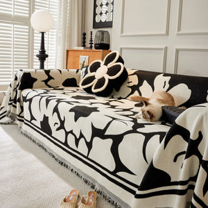 Chenille Floral Soft Thick Reversible Blanket Covers for Couch, Couch Protector Blanket Cover Sofa