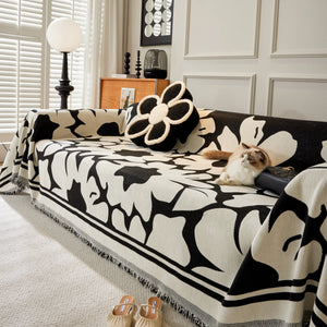 Chenille Floral Soft Thick Reversible Blanket Covers for Couch, Couch Protector Blanket Cover Sofa