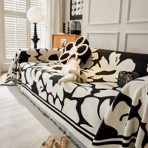 Chenille Floral Soft Thick Reversible Blanket Covers for Couch, Couch Protector Blanket Cover Sofa