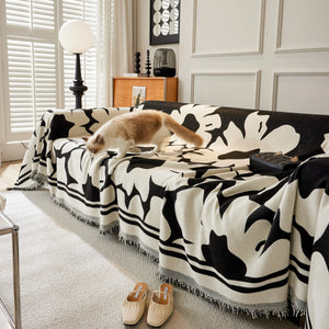 Chenille Floral Soft Thick Reversible Blanket Covers for Couch, Couch Protector Blanket Cover Sofa