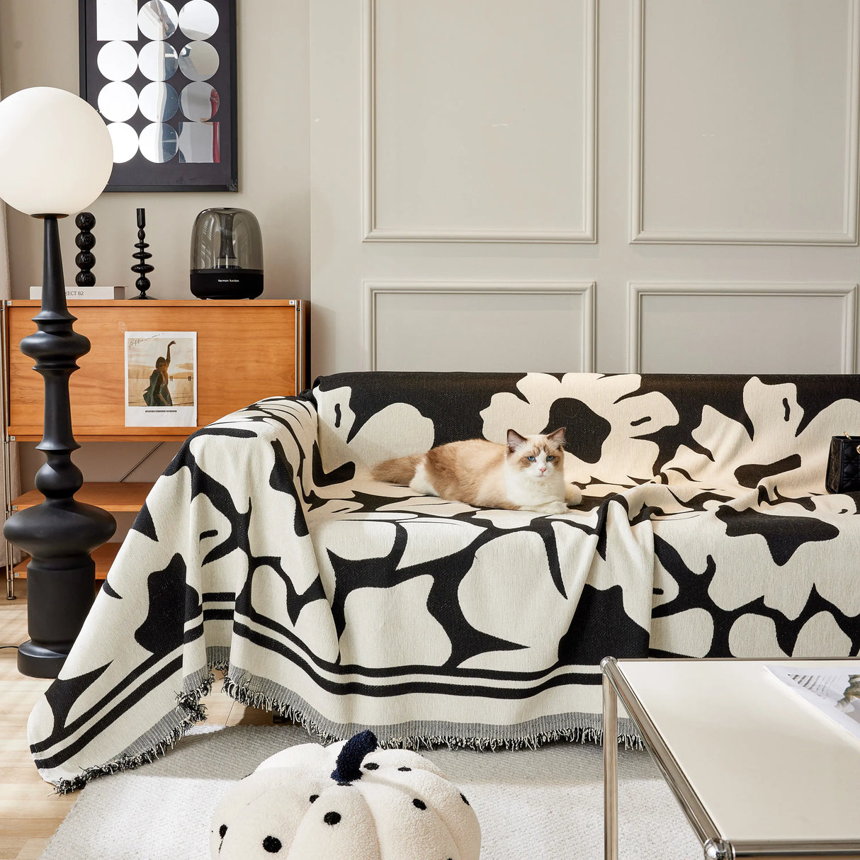 Chenille Floral Soft Thick Reversible Blanket Covers for Couch, Couch Protector Blanket Cover Sofa