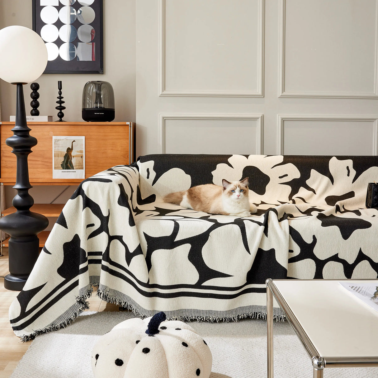 Chenille Floral Soft Thick Reversible Blanket Covers for Couch, Couch Protector Blanket Cover Sofa