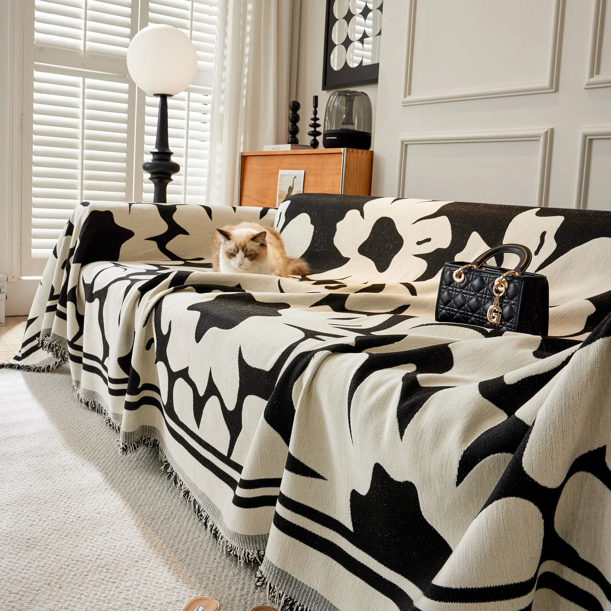 Chenille Floral Soft Thick Reversible Blanket Covers for Couch, Couch Protector Blanket Cover Sofa