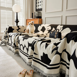 Chenille Floral Soft Thick Reversible Blanket Covers for Couch, Couch Protector Blanket Cover Sofa