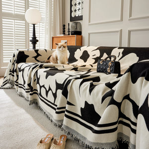 Chenille Floral Soft Thick Reversible Blanket Covers for Couch, Couch Protector Blanket Cover Sofa