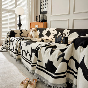 Chenille Floral Soft Thick Reversible Blanket Covers for Couch, Couch Protector Blanket Cover Sofa