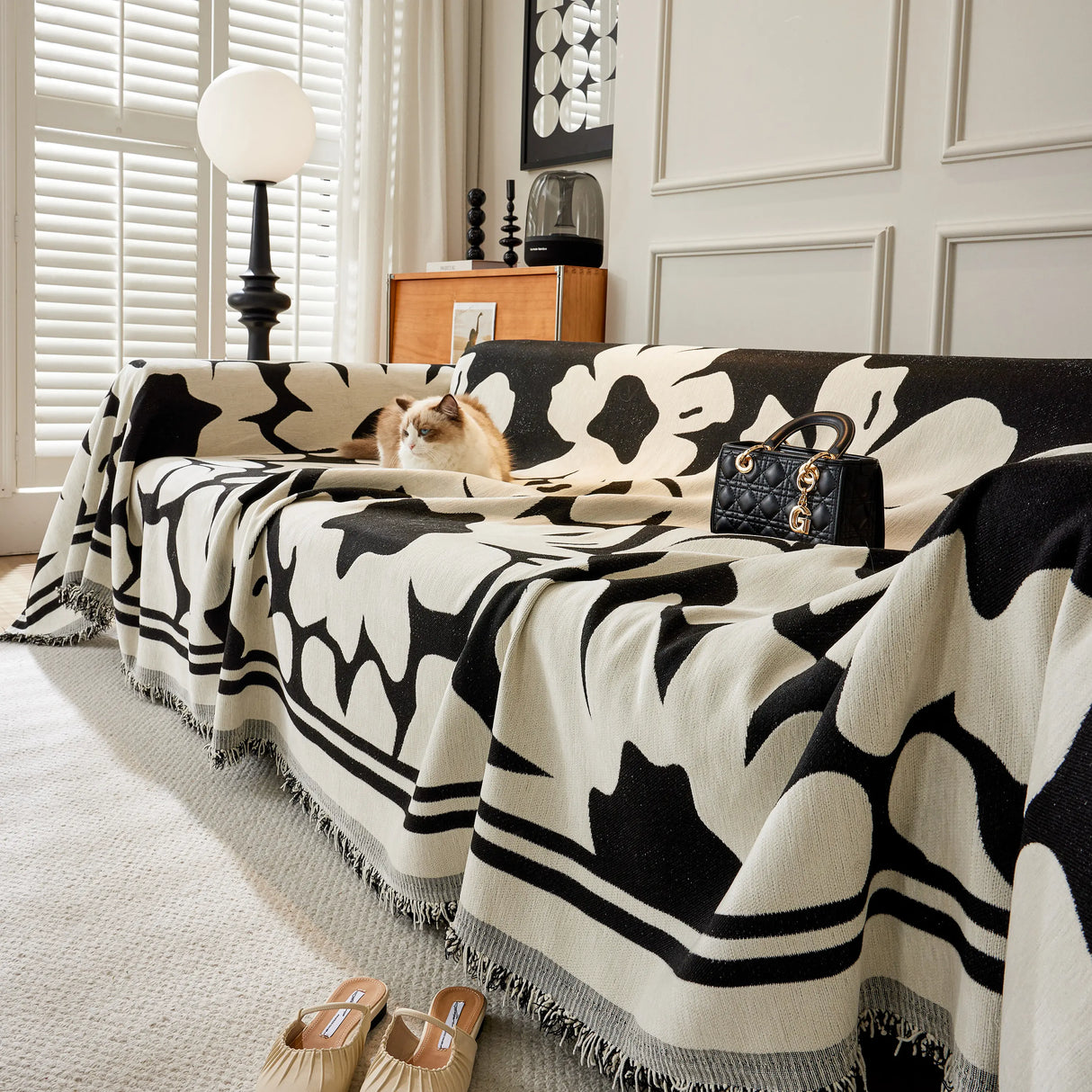 Chenille Floral Soft Thick Reversible Blanket Covers for Couch, Couch Protector Blanket Cover Sofa