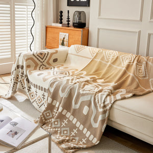 Boho Geometric Chenille Throw Sofa Cover Soft Textured Decorative Couch Blanket