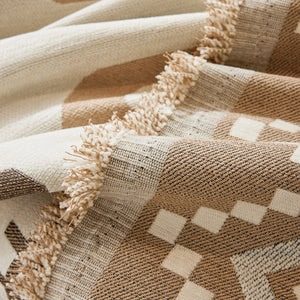 Boho Geometric Chenille Throw Sofa Cover Soft Textured Decorative Couch Blanket