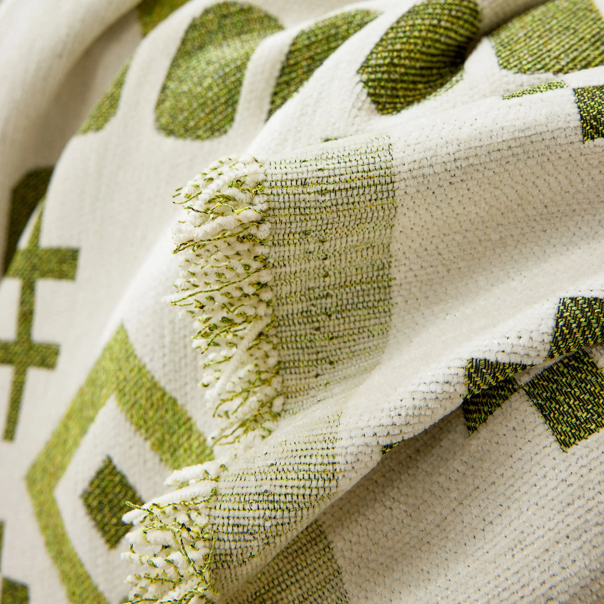 Boho Geometric Chenille Throw Sofa Cover Soft Textured Decorative Couch Blanket