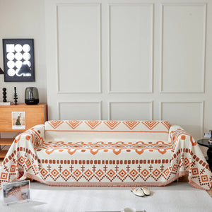Boho Geometric Chenille Throw Sofa Cover Soft Textured Decorative Couch Blanket
