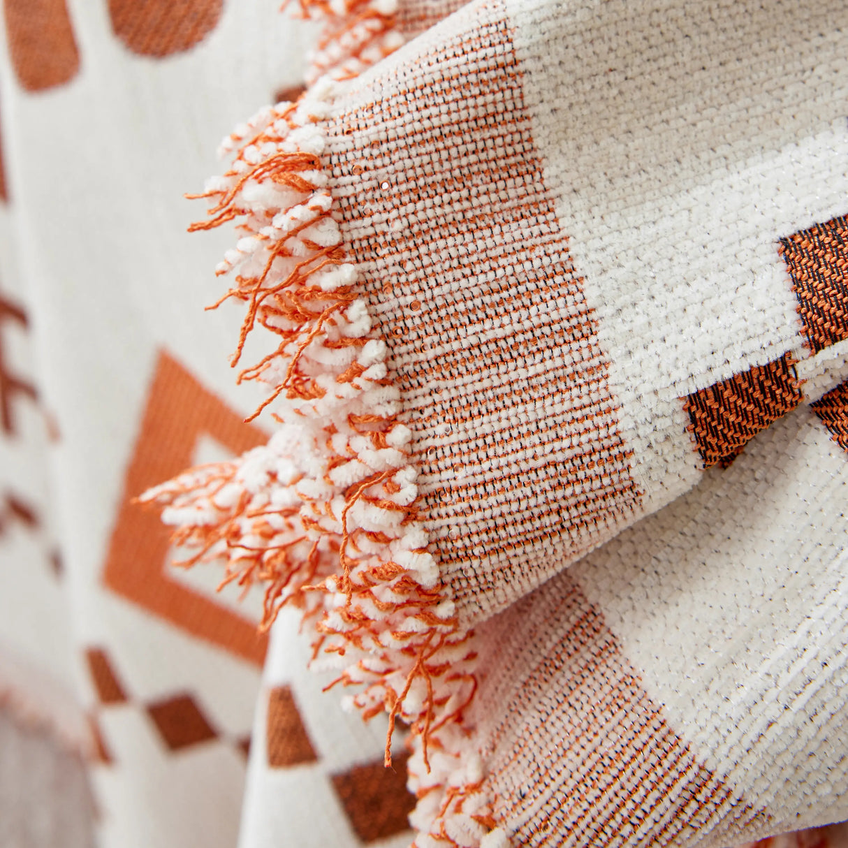 Boho Geometric Chenille Throw Sofa Cover Soft Textured Decorative Couch Blanket