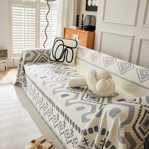 Boho Geometric Chenille Throw Sofa Cover Soft Textured Decorative Couch Blanket