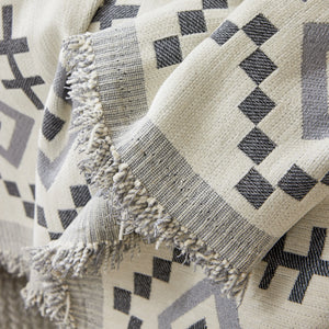 Boho Geometric Chenille Throw Sofa Cover Soft Textured Decorative Couch Blanket