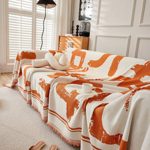 Chenille Abstract Soft Thick Reversible Oversized Couch Cover Blanket, Blanket on Sofa and The Couch