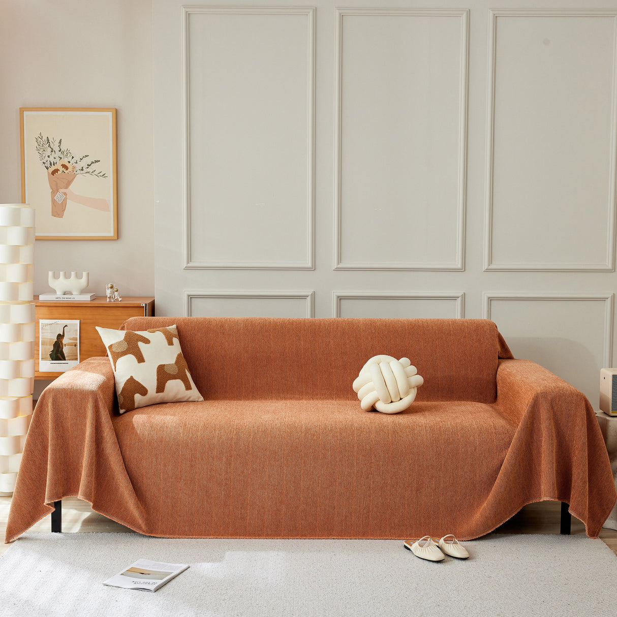 Herringbone Oversized Chenille Couch Throw Cover Sofa Slipcovers Couch Covers for Sectional Couches